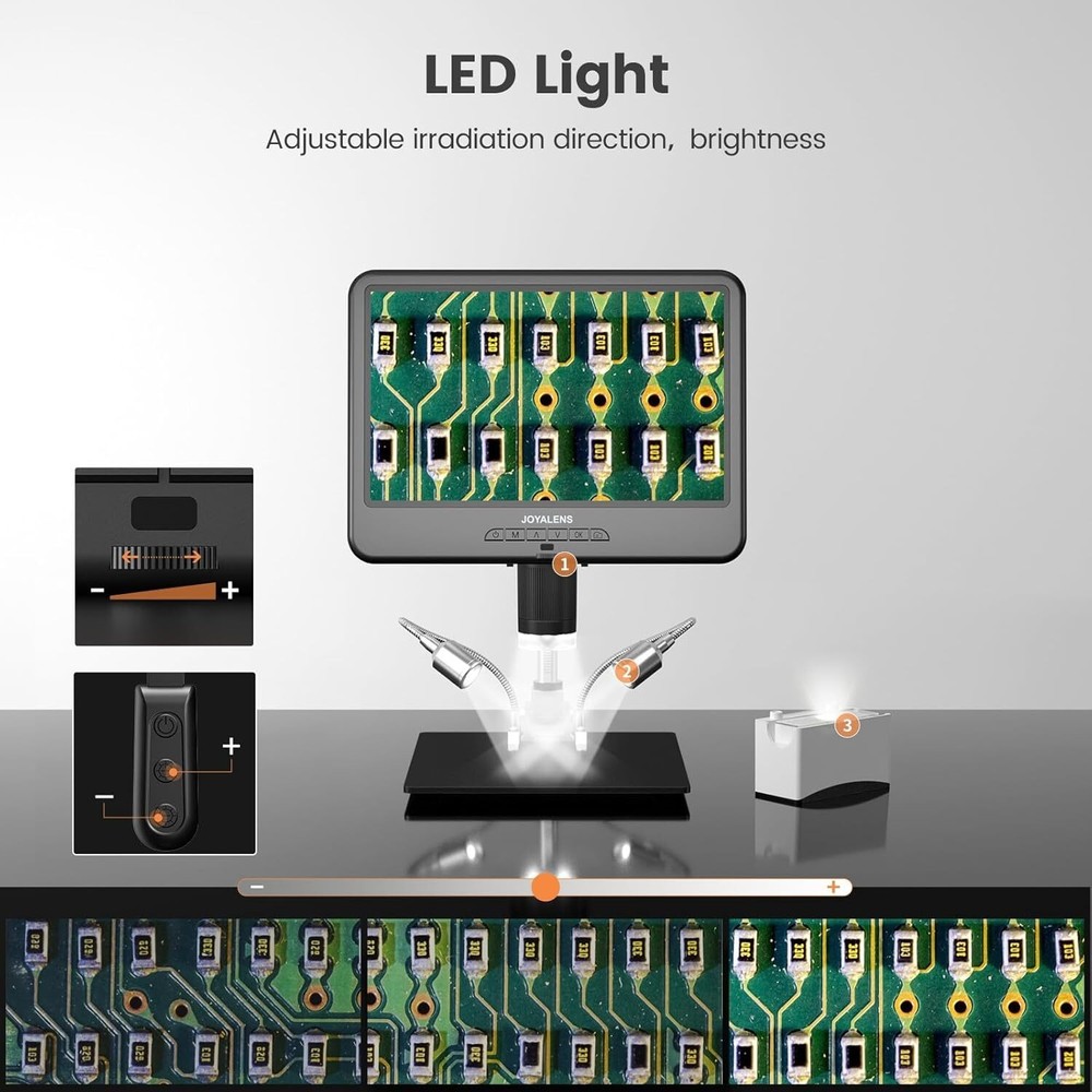 10.1'' Digital Microscope Soldering Error Coin Microscope for Full View w/ 32GB