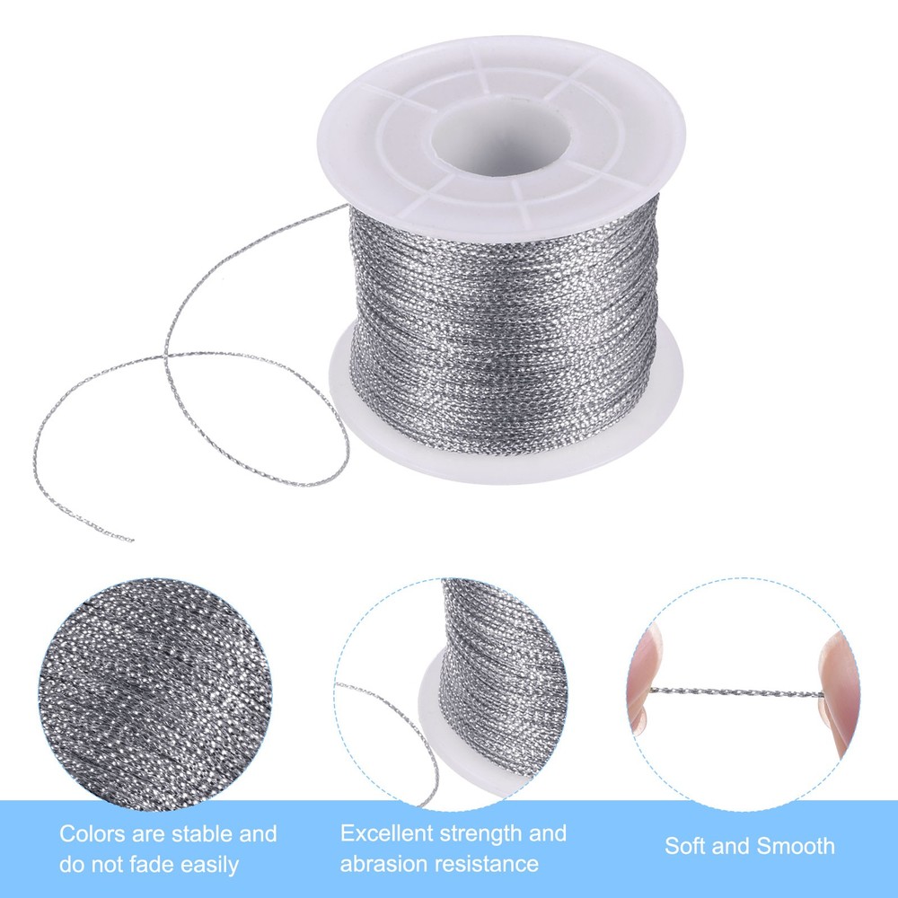 Metallic Cord 1mm 109 Yards Tinsel Rope Thread String Silver