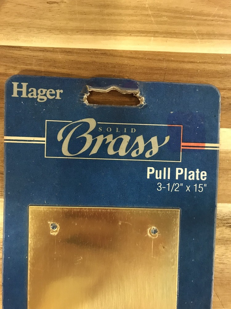 SOLID BRASS PULL PLATE 3 1/2" X 15" NOS POLISHED BRASS on SOLID BRASS USA