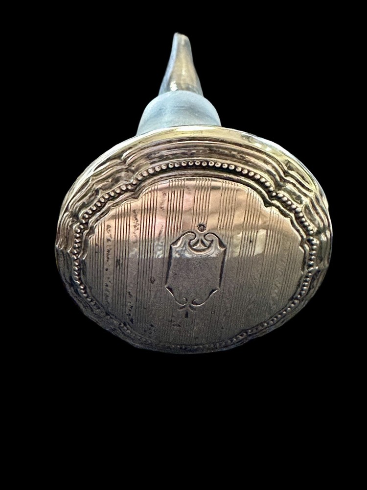 Antique Engraved Sterling Silver & Crystal Stopper Only