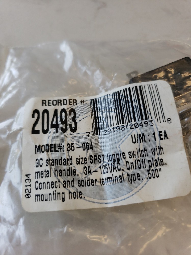 GC Electronics 35-064 ON OFF Switch Duty Bat Handle Toggle 3A 125V