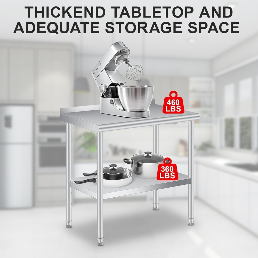 Stainless Steel 60" x 24" NSF Restaurant Kitchen Prep Work Table with Backsplash