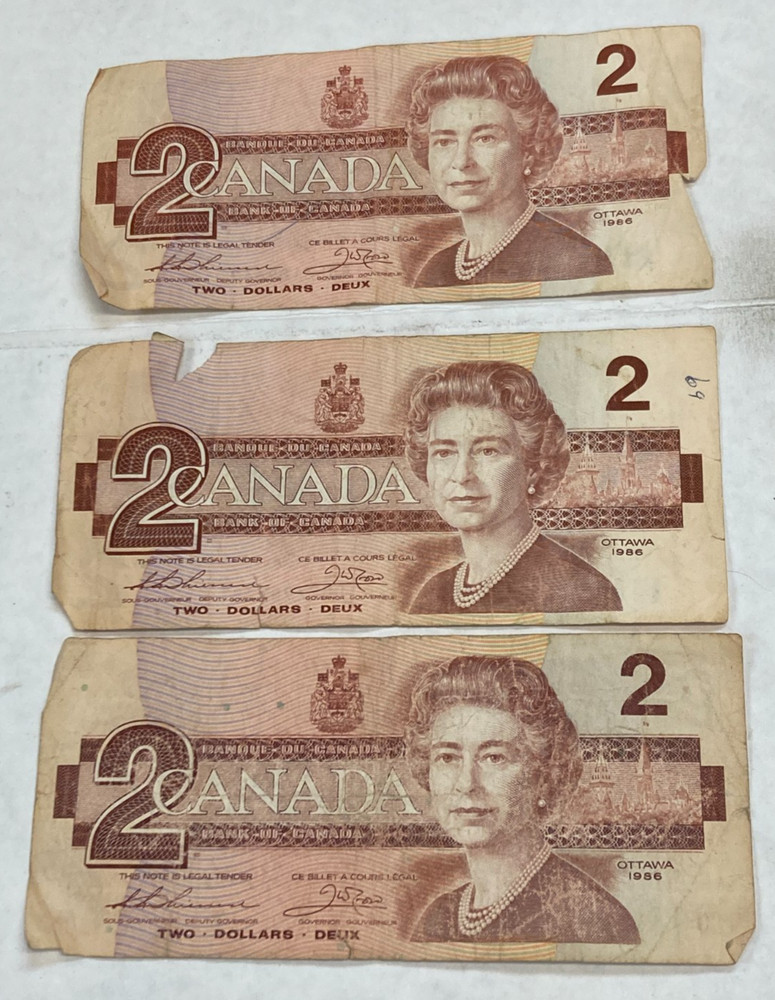 Canada Banknotes (3) 1986 $2