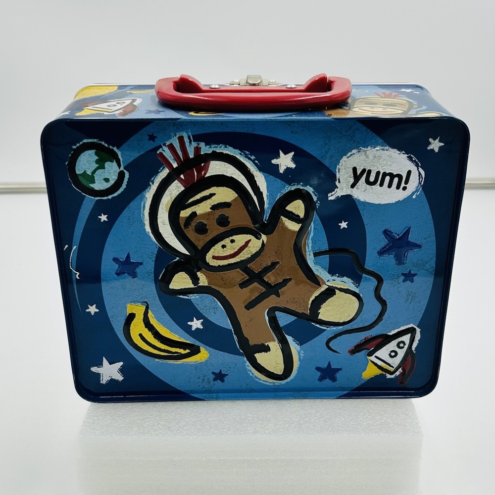 Schylling SOCK MONKEY Lunch Box or Keepsake Box NEW