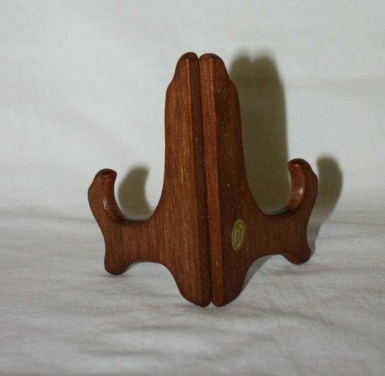 4" Hinged Teak Finish Display Easel