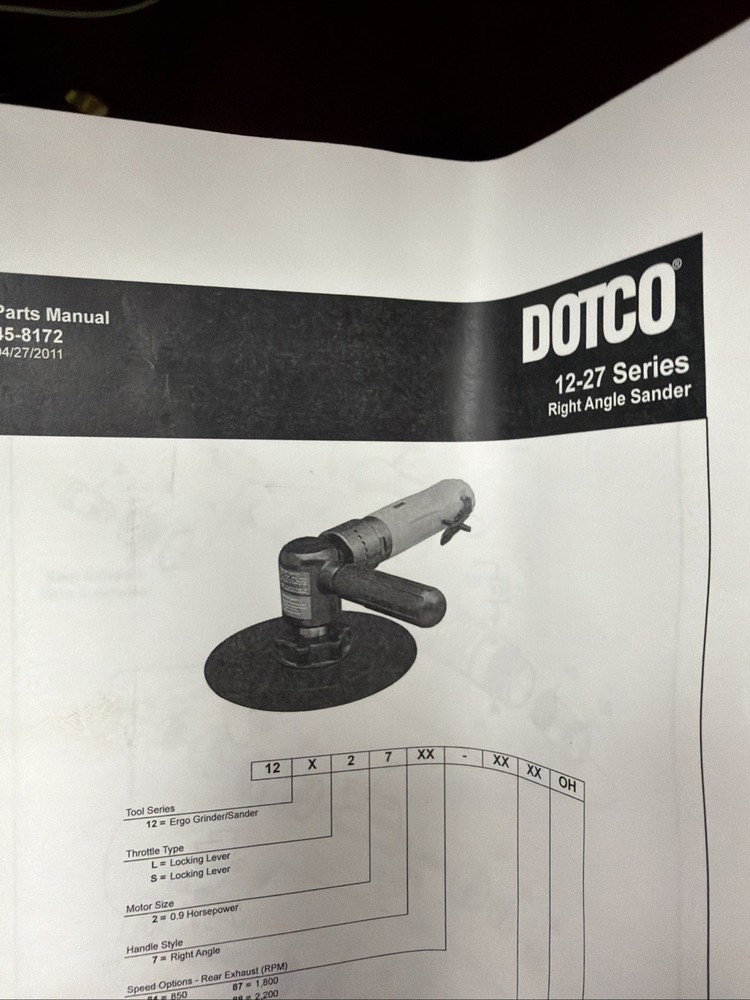 DOTCO 12L2788-80 Right Angle Grinder/sander. New