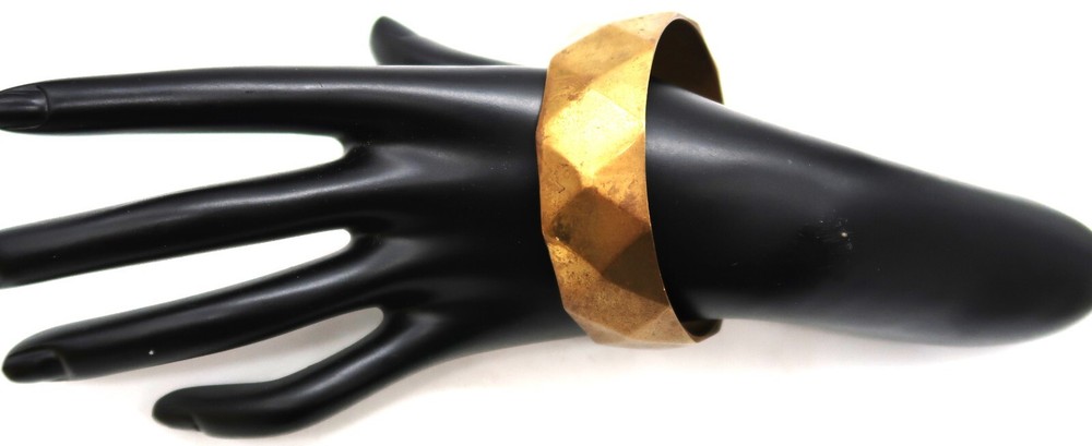 Nice Brass Tone Geometric MCM Pattern Bangle Bracelet May be Signed Coro
