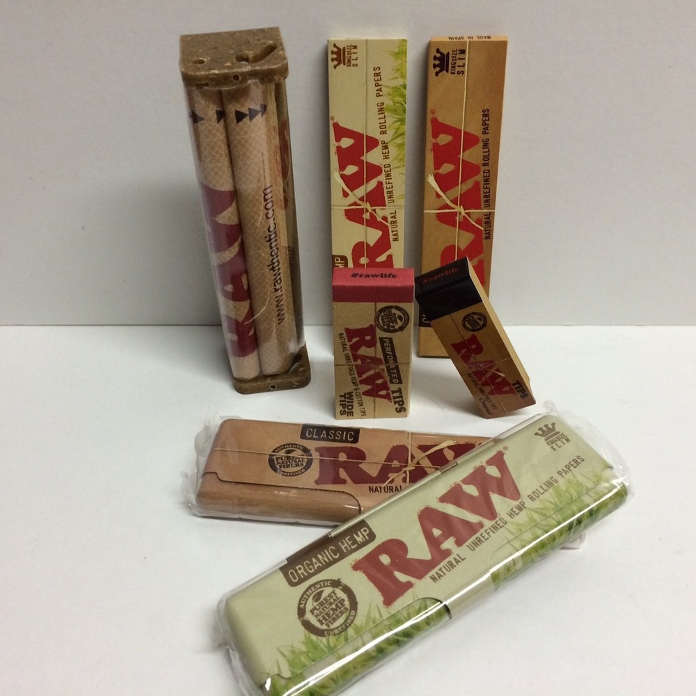 7 PC RAW ROLLING PAPER KING SIZE ROLL KIT -ROLLER +PAPERS +TIPS + STORAGE TINS