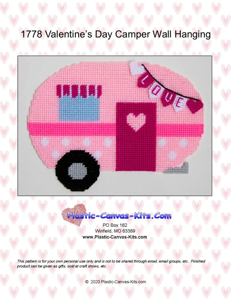 Valentine's Day Camper Wall Hanging-Plastic Canvas Pattern or Kit