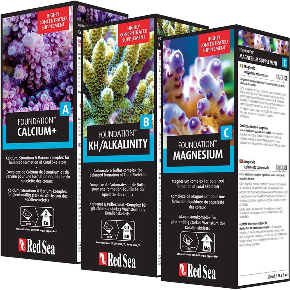Red Sea Foundation ABC Supplements Complete Pack Calcium Magnesium KH/Alkalinity