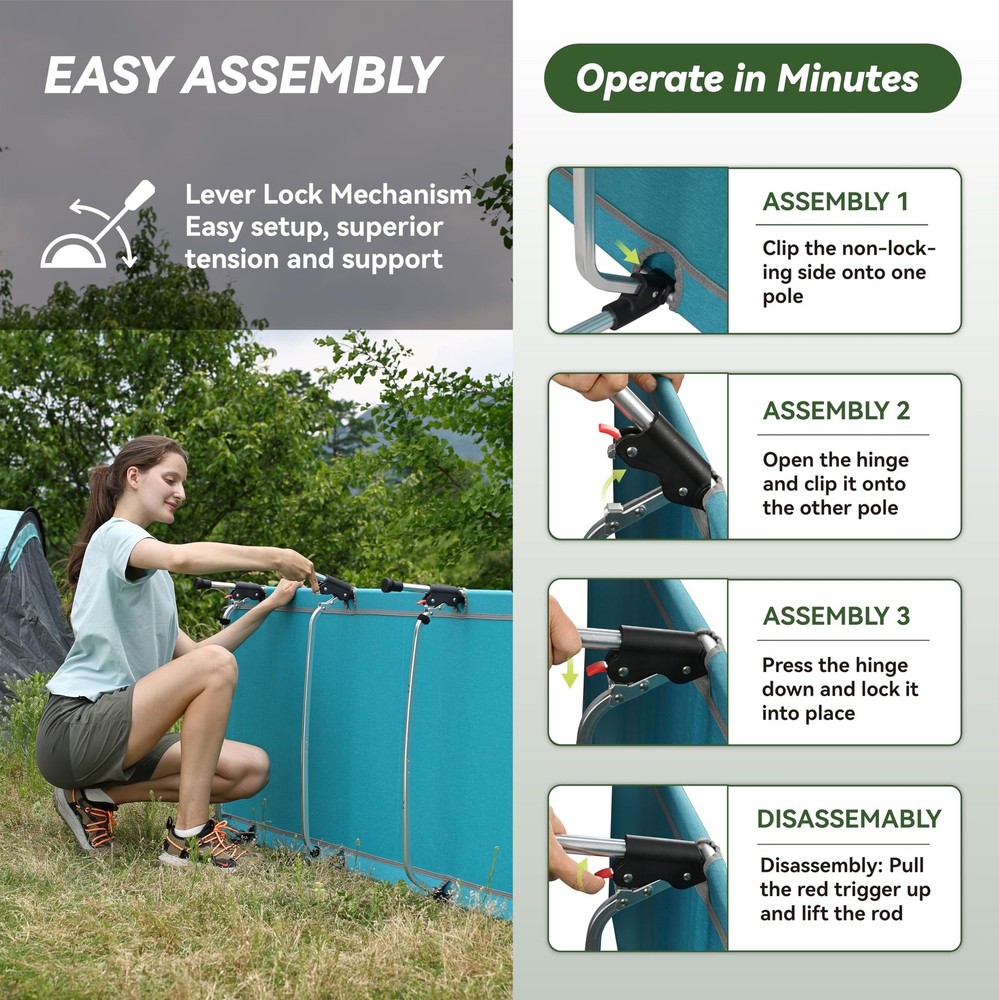 Lightweight Folding Tent Camping Cot Bed with Lever Lock, Easy Setup Portable...