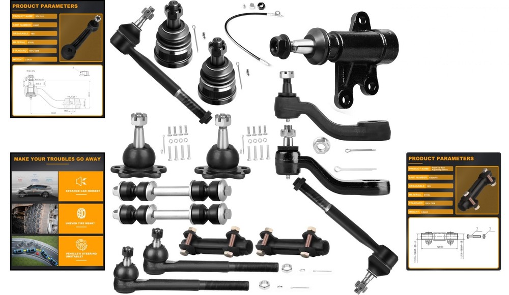 Complete 15pc Front Suspension Replacement Kit for Chevy/GMC Vehicles - Durable
