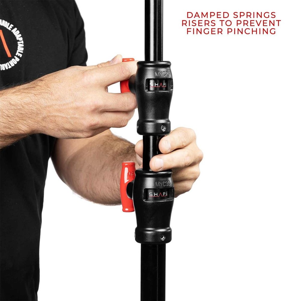 Shape 6.9' 3-Section Low Boy Double Riser Stand, Black/Chrome