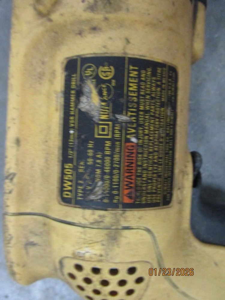 DeWalt DW505 1/2” VSR Hammer Drill – Tested Working