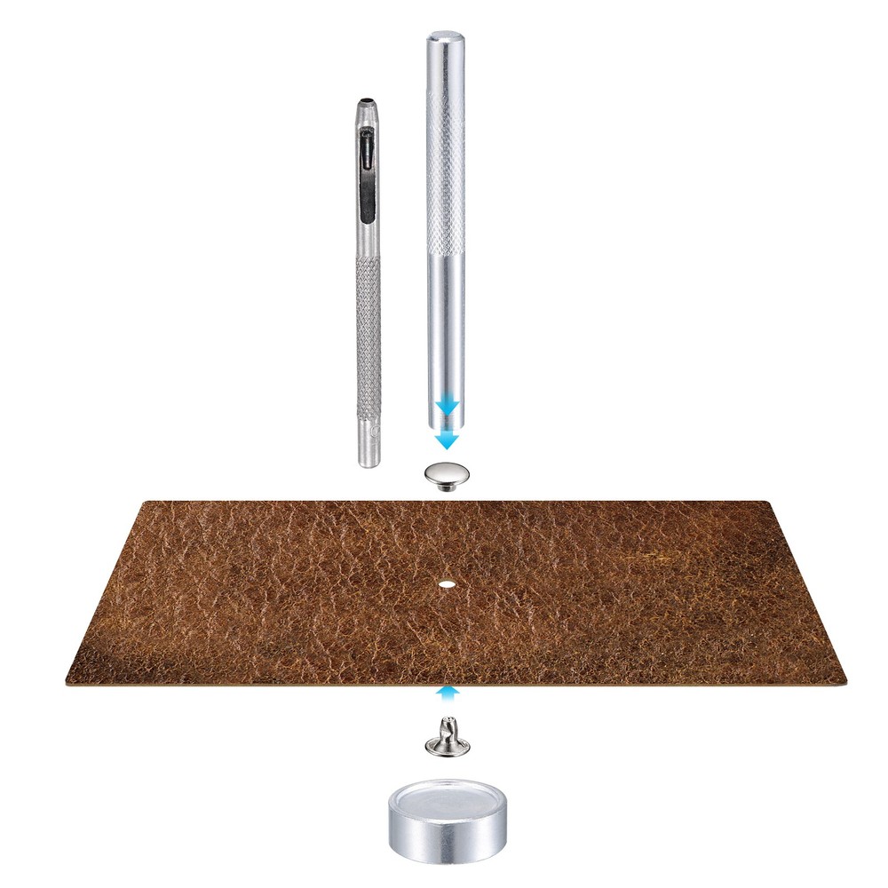 100 Sets Leather Rivets, 8x6mm Double Cap Rivets, Silver Tone