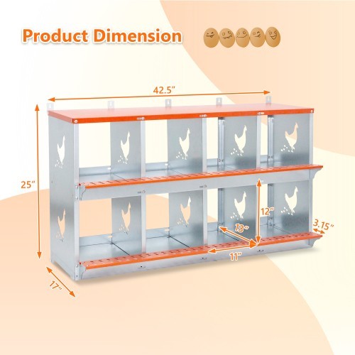 Chicken coop 8. Wall-mounted metal nesting box for hens/ducks