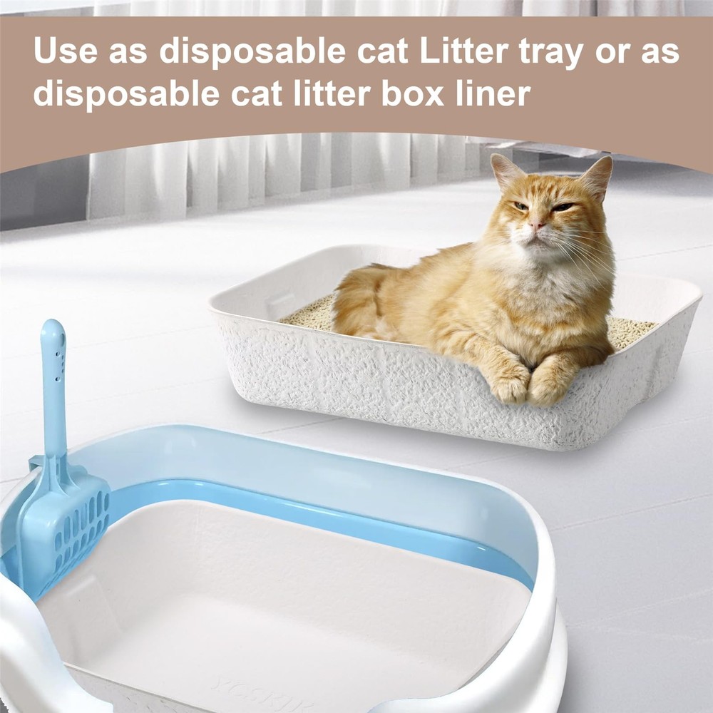 Disposable Cat Litter Box, Sturdy and Durable, Extra Thick, Large Size - 16.2x12