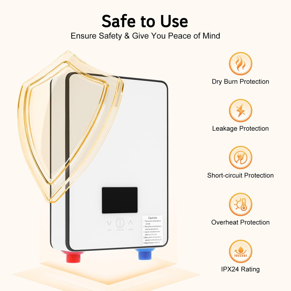 110V Whole House Electric Tankless Instant Water Heater With Shower Head 4500W