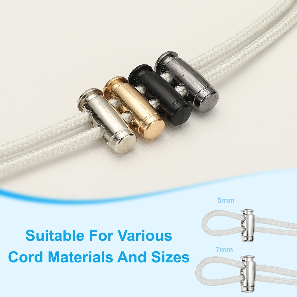 24PCS Metal Cord Locks for Drawstrings, Spring Cord Lock Stopper, Silver