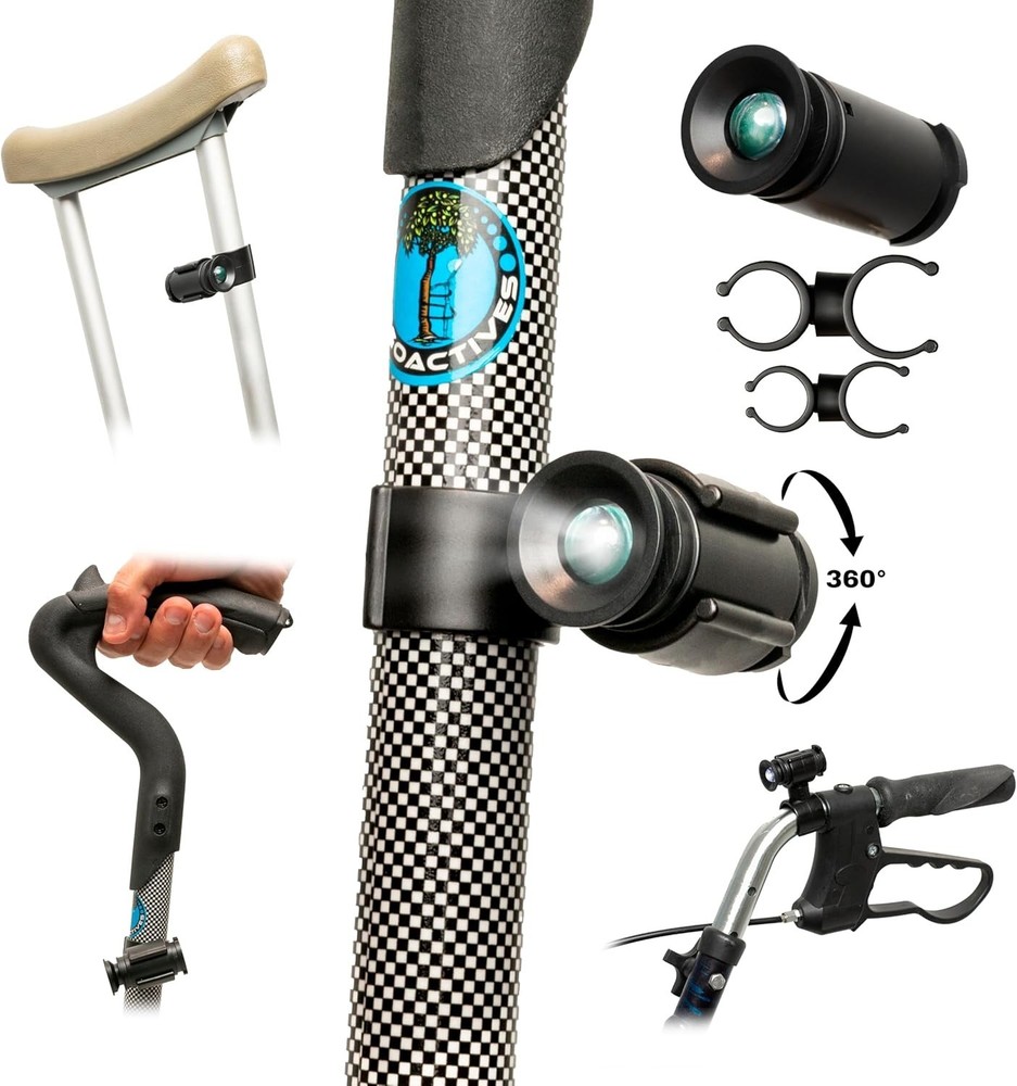 2G- New Improved Adjustable LED Flashlight for Crutches, Canes, & Walkers, He...