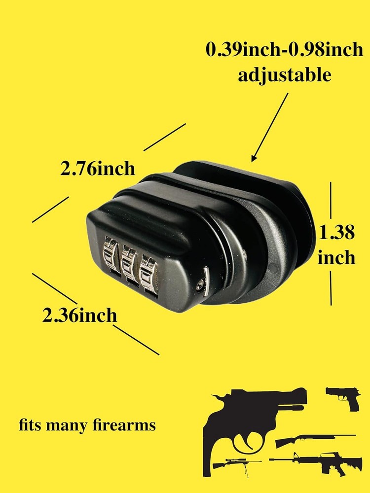 Gun Trigger Lock, 3 Digit Set Own Combination Lock Password- Black*4 Pack