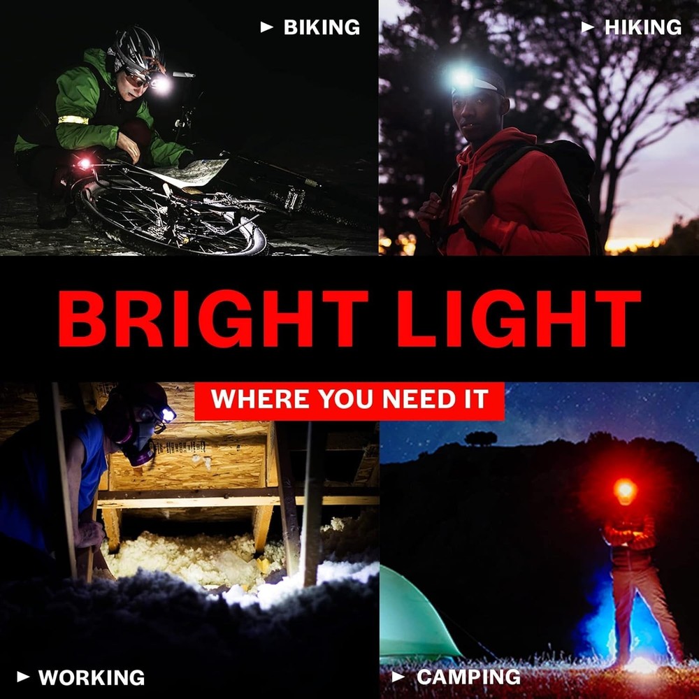 Versatile LED Headlamp 2-Pack with Adjustable Washable Band for Safety & Comfort