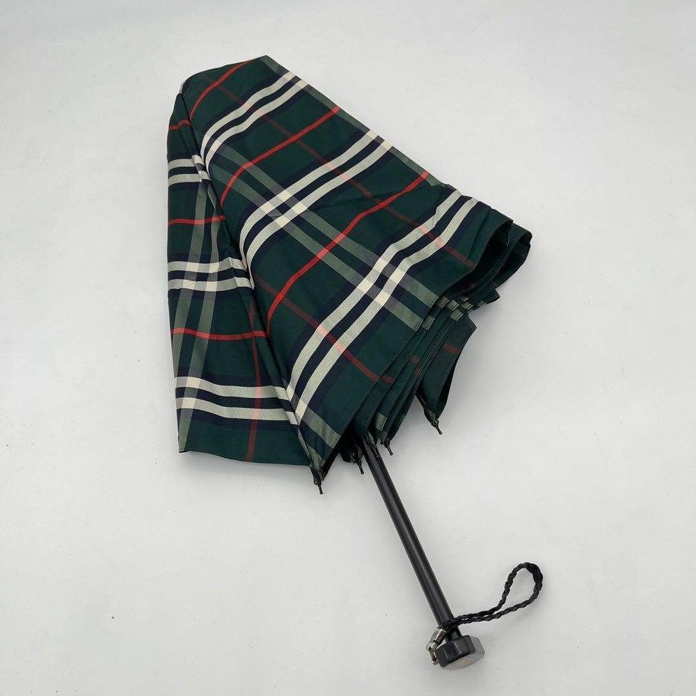 Burberry Nova Check Foldable Umbrella Compact Green Authentic Genuine