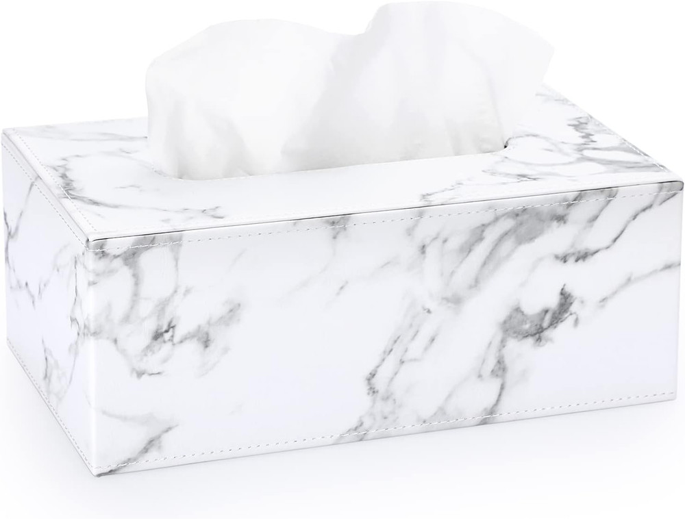 Rectangular Leather Tissue Box Cover - Stylish Tissue Box Holder with Magnetic B