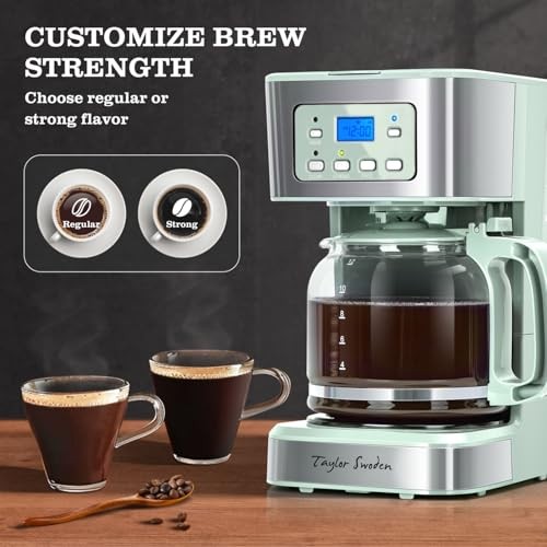 12-Cup Programmable Coffee Maker, Regular & Strong Brew Drip Coffee Green