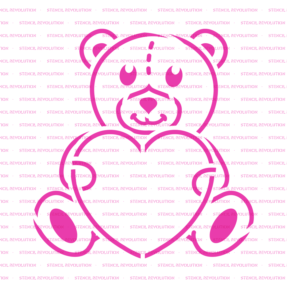 Heart Teddy Bear Cookie Stencil - Durable & Reusable Mylar Stencils