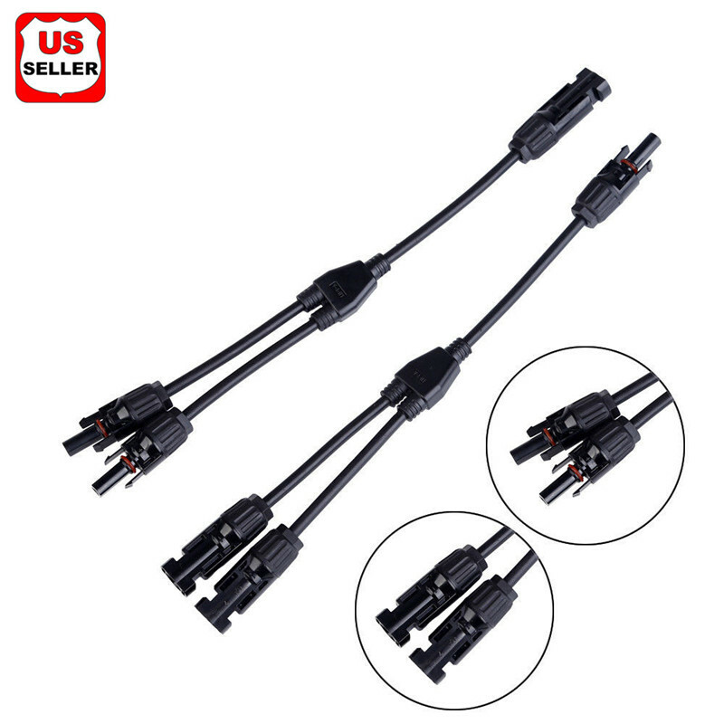 Solar Panel Y Branch Cable Connection Waterproof Adapter Connector Extension US