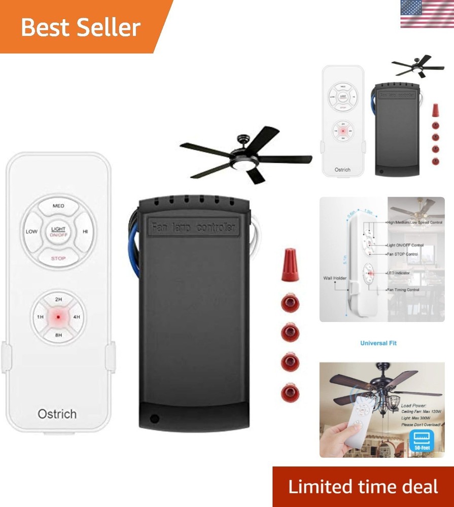 Timing Wireless Remote Control for Ceiling Fans - Universal Fit & Easy Operation