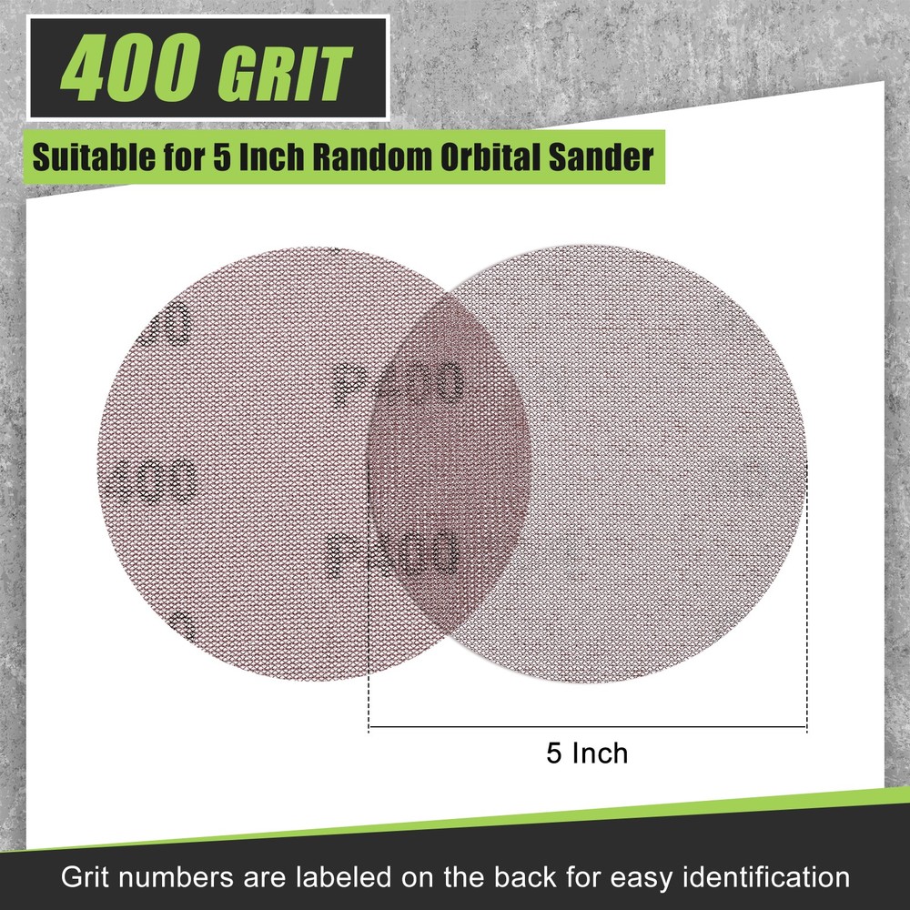5 Pcs 5 Inch Grid Sanding Discs, 400 Grit Wall Sanding Discs