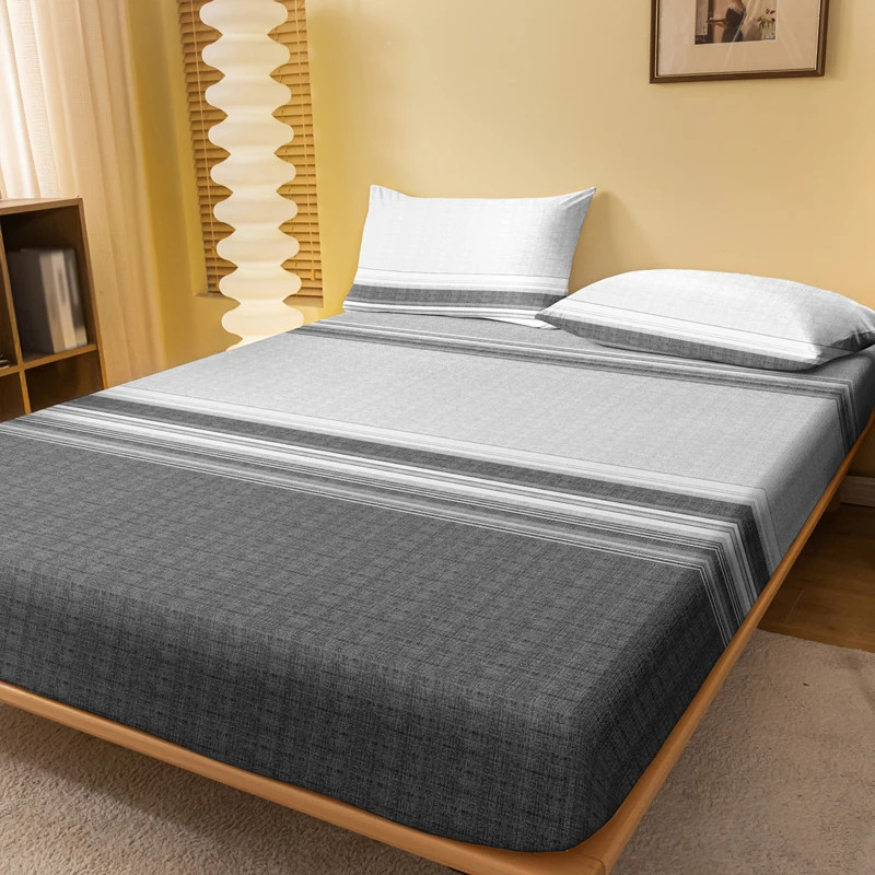1 Simple modern Geometry printed matte Fitted Sheet, bedroom printed bed cover,