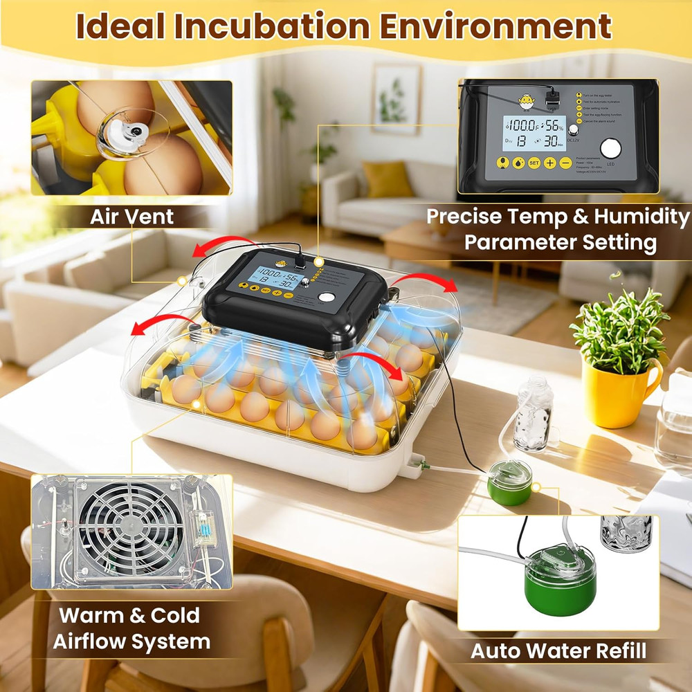 Incubators for Hatching Eggs, 30 Chicken Eggs Incubator with Automatic Egg Turni
