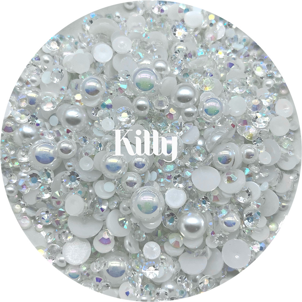 Flat Back Non-Hot Fix Pearls - AB White