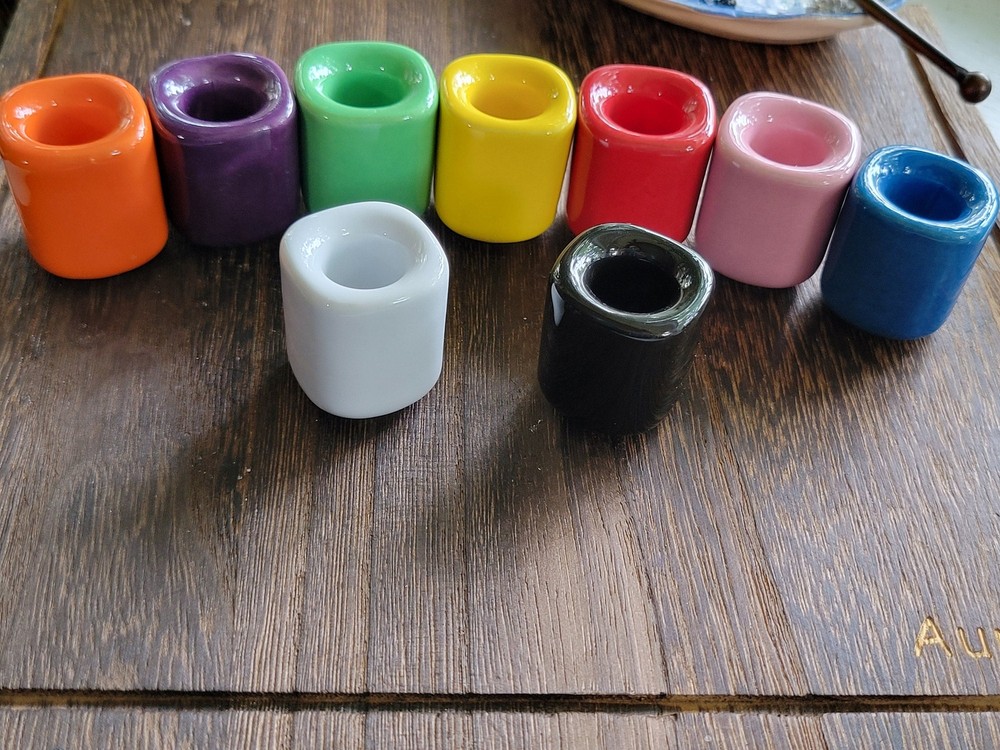 Handmade ceramic different color chime holders, candle holders