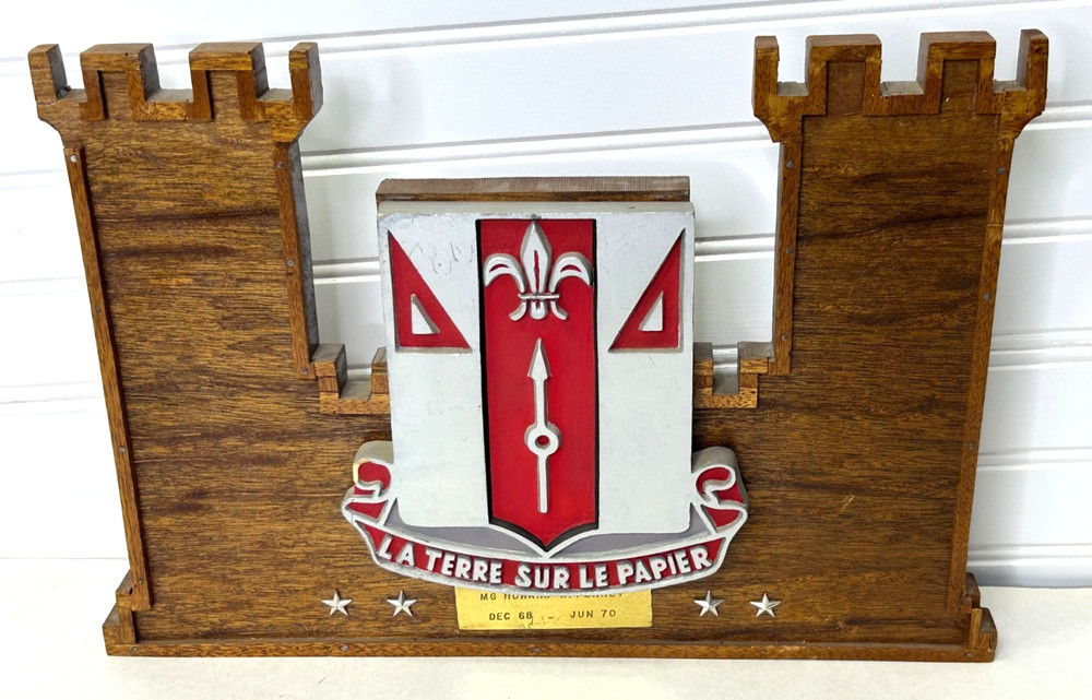 1969-70 US Army 656th Engineer Battalion Named Major Generals Plaque