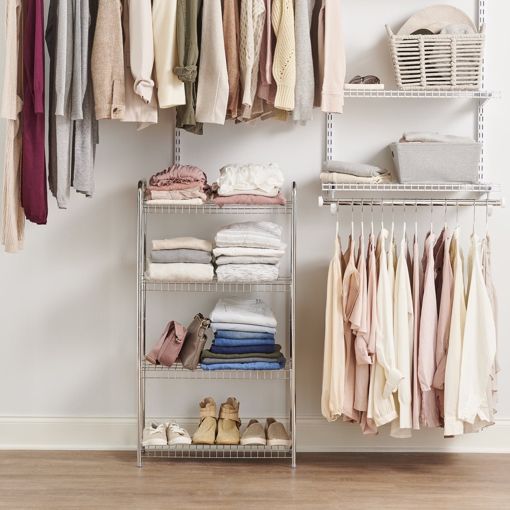 Freestanding 4-Tier Multipurpose Wire Shelving Unit Adjustable Organizer Rack