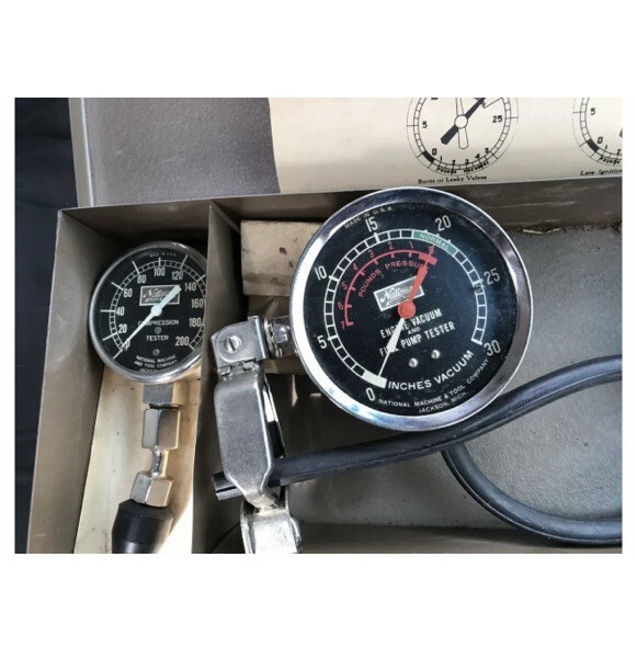 Vintage National Engine Compression & Vacuum Fuel Pump Tester Auto Service Tool