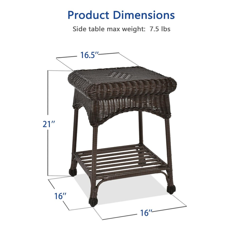 Outdoor Espresso Wicker End Table
