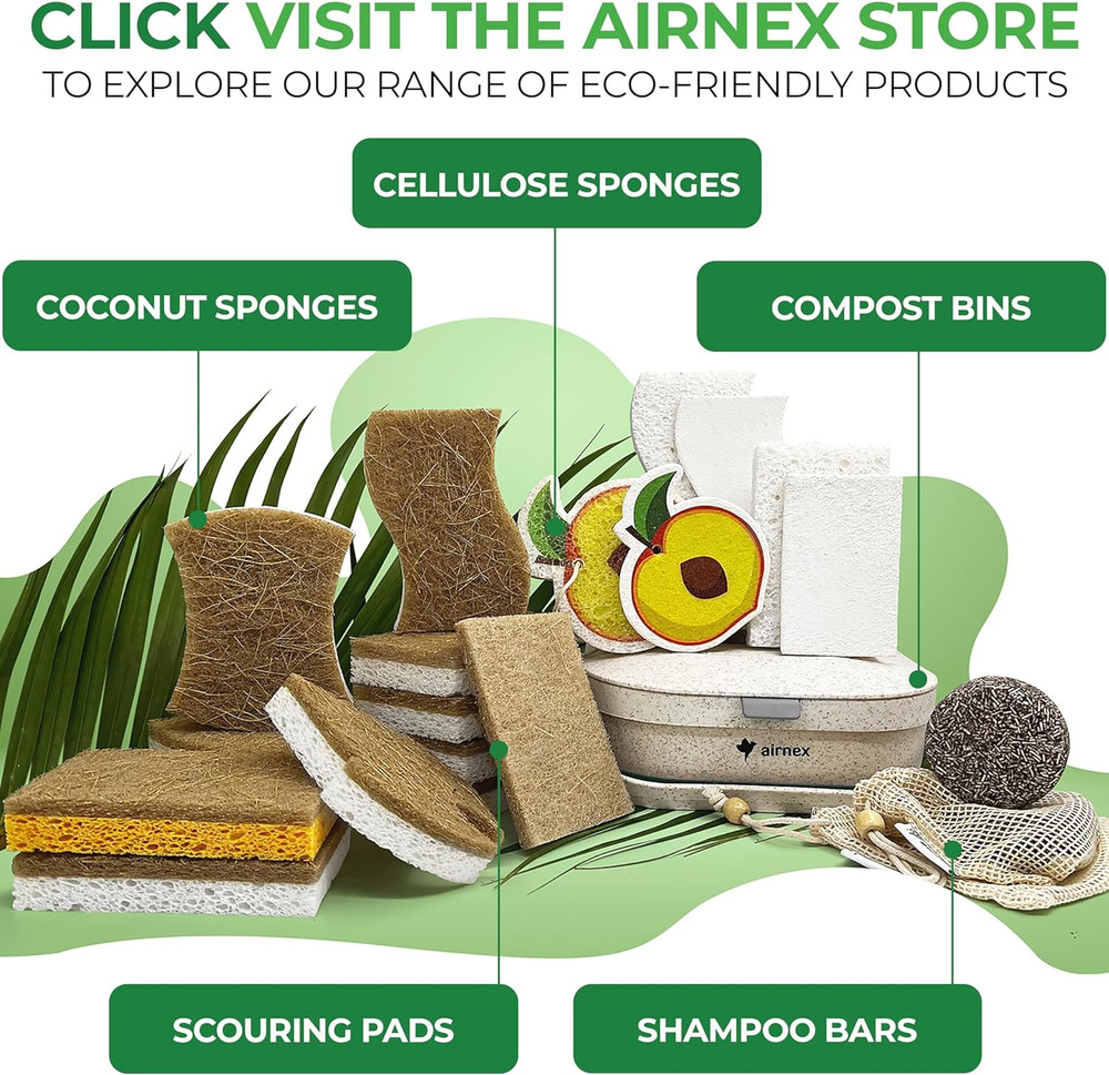 Biodegradable Natural Kitchen Sponge - Compostable Cellulose and Coconut Walnut