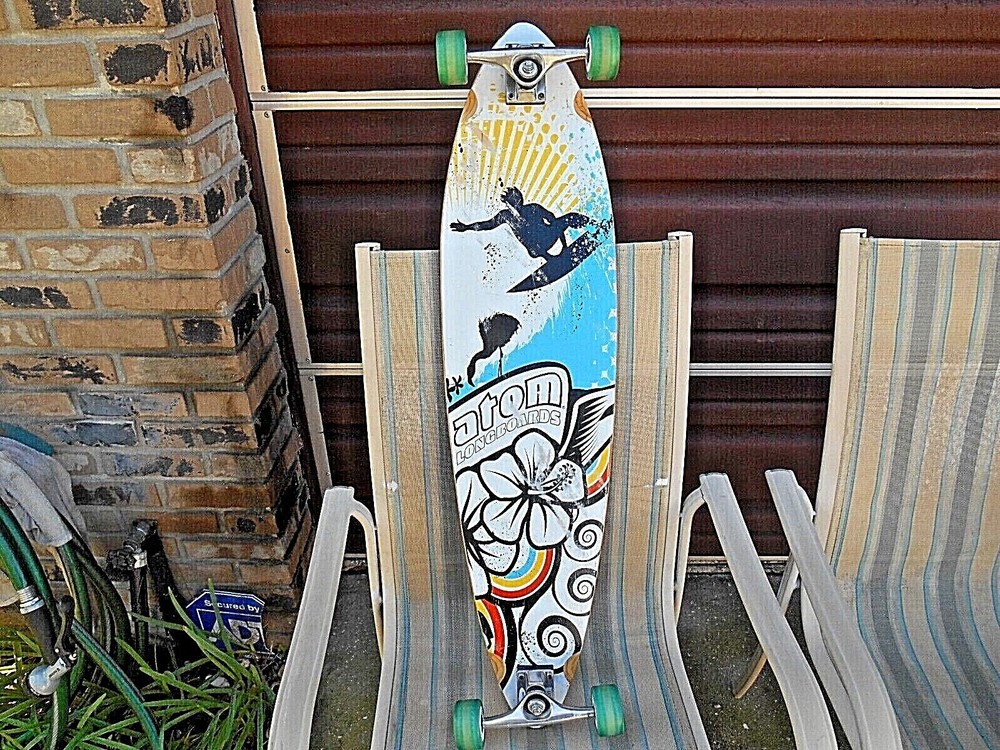 Atom Pintail 39" Longboard Skateboard Concave Maple Deck Blue Surf