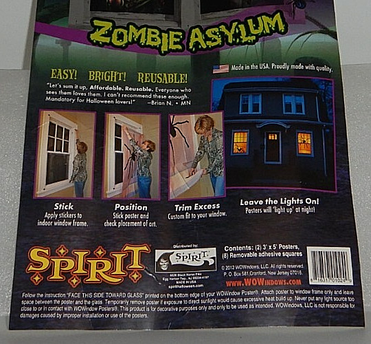 WOWindows Two 3'x5' Zombie Asylum Window Posters-Easy, Bright, Reusable