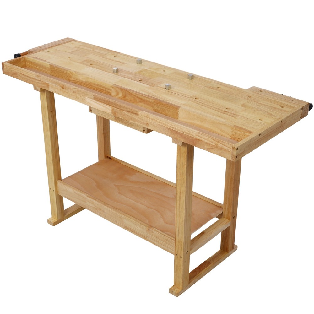 55'' Wood Workbench - Wooden Workbench for Garage Workshop and Home