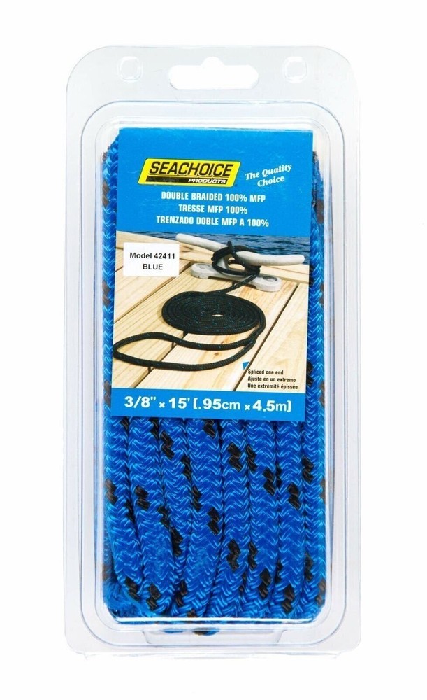 SEACHOICE Double-Braid Multifilament Polypropylene Dock Line 3/8" x 15' 42411...