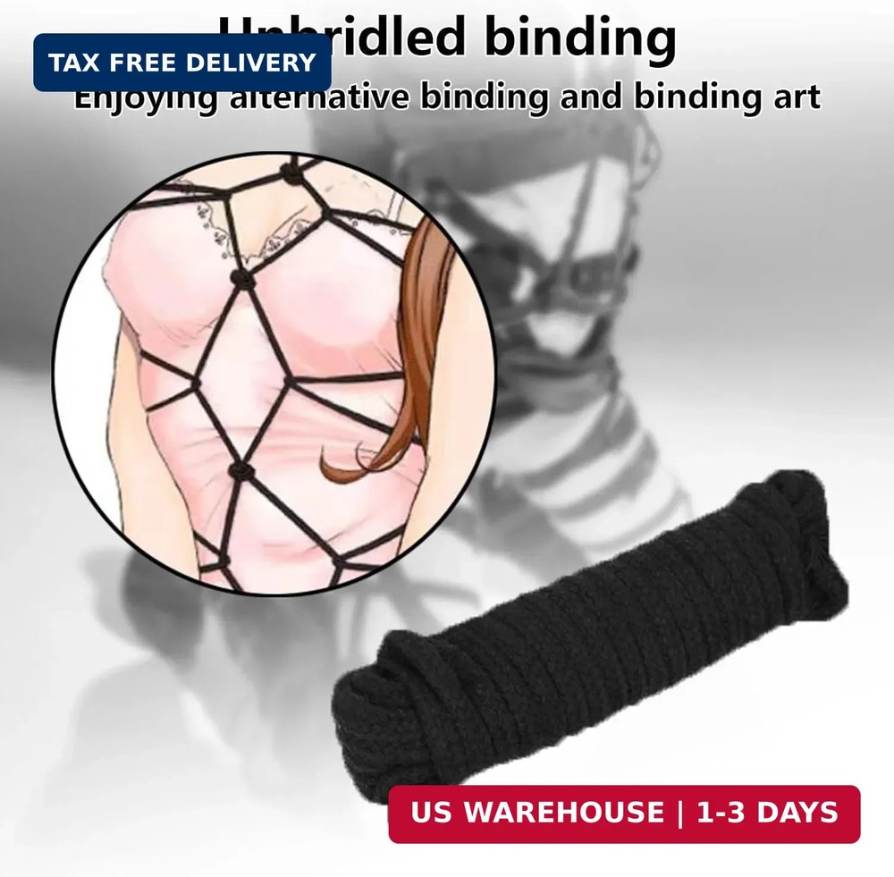 7-Pcs BDSM Kit for Beginners, Black Bondage Set for Couples with Adjustable Wris