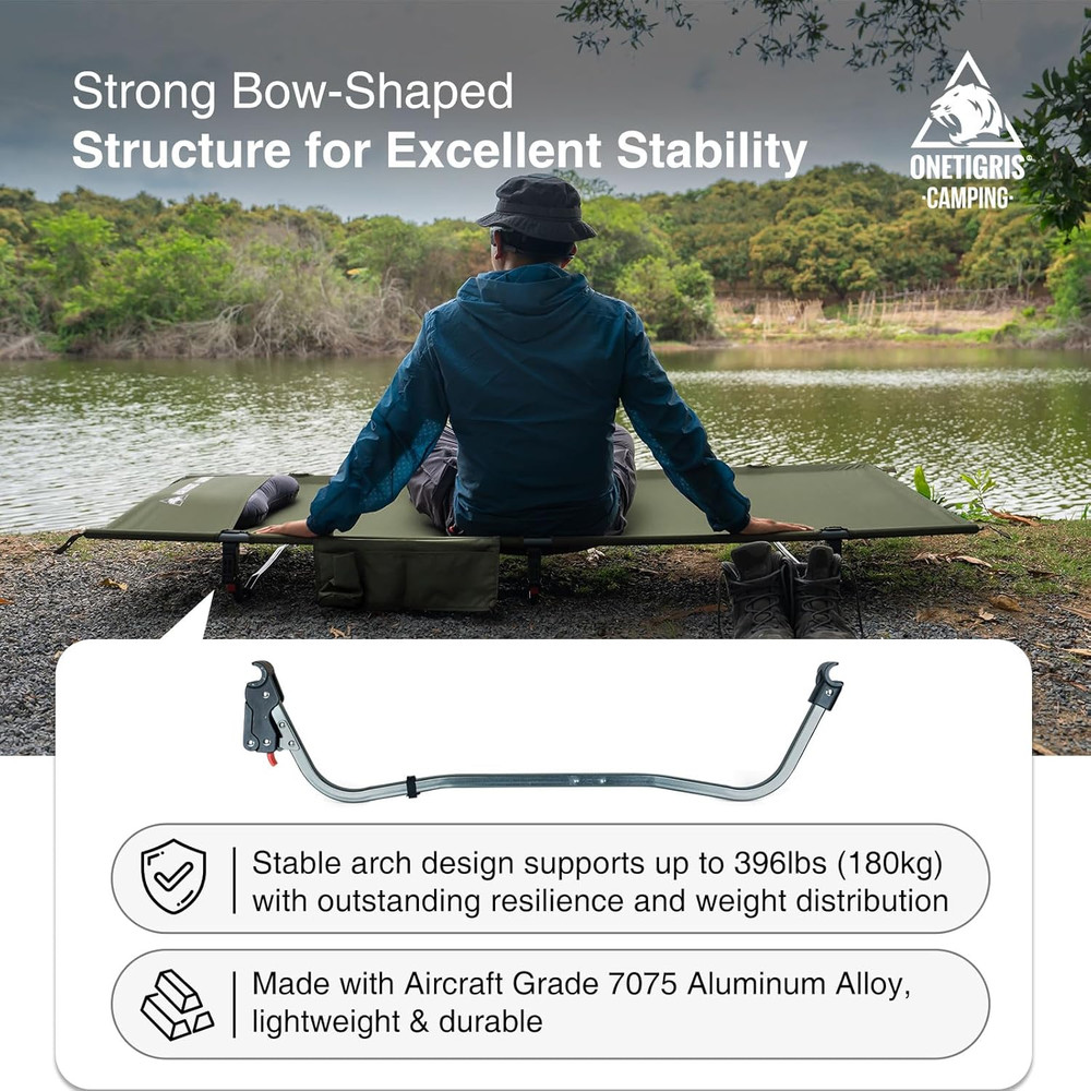 SUPRAGRIS Camping Cot, Support up to 400Lbs, Lightweight Comfortable Folding Bed
