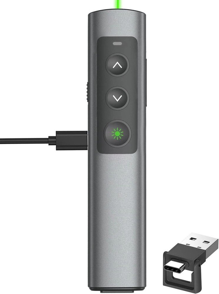 USB-C Dual Connectivity Presenter Remote for Slideshow Control and Navigation