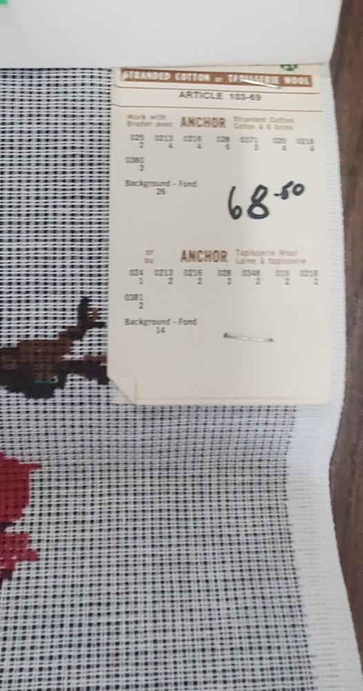 Needlepoint Canvas - Vertical Roses Pattern - #K69 - Canada - 8" x 39"